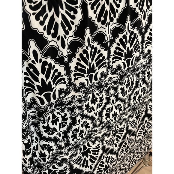 Chicos Black White Damask Print Elastic Waist Skirt Size M - Picture 3 of 9